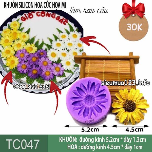Khuôn silicon làm rau câu Hoa Cúc Họa Mi Nhỏ 4,5cm ( TC047 )