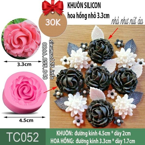 Khuôn silicon Hoa Hồng Nhỏ Nghiêng 3,3cm làm rau câu ( TC052 )