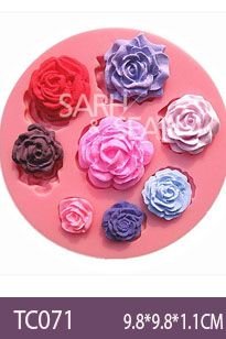 Khuôn silicon vỉ 8 hoa hồng nhỏ xíu từ 1,2cm đến 3cm làm fondant  ( TC071 )