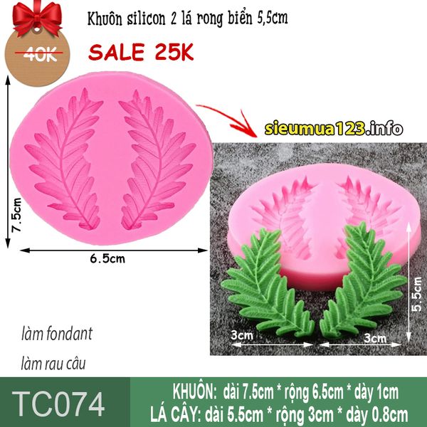 Khuôn silicon 2 lá rong biển 5,5cm ( TC074 )