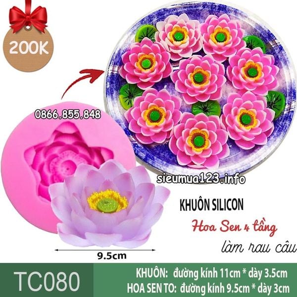 Khuôn silicon làm rau câu hoa sen 4 tầng 9,5cm ( TC080 )