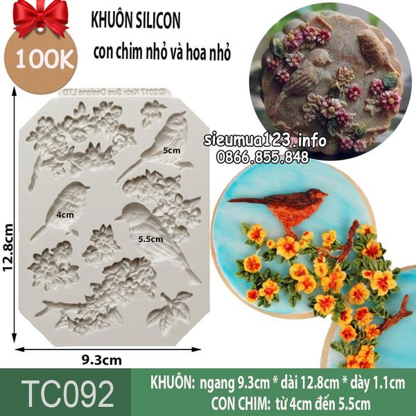 Khuôn silicon fondant con chim và cành hoa nhỏ ( TC092 )