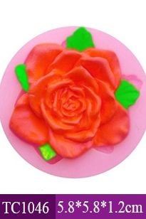 Khuôn silicon làm fondant hoa hồng kèm lá 4,5cm ( TC1046 )