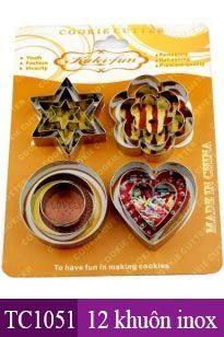 Bộ Cookie cutter 4 loại nhỏ (tim,hoa,tròn,sao) dày) ( TC1051 )