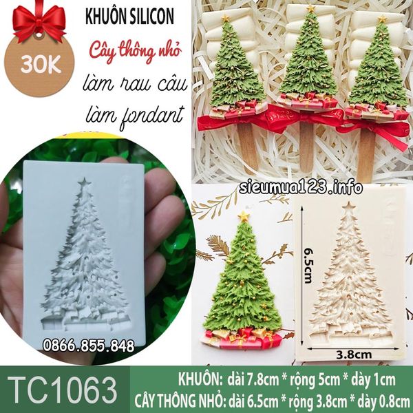 Khuôn silicon cây thông nhỏ ngôi sao 6cm ( TC1063 )