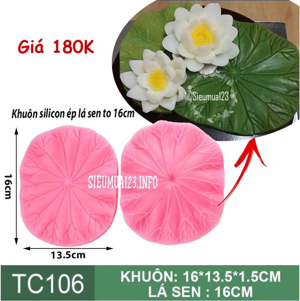 Khuôn silicon làm rau câu 4d lá sen lớn 16cm ( TC106 )