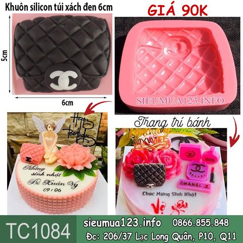 Khuôn silicon túi xách đen 6cm ( TC1084 )