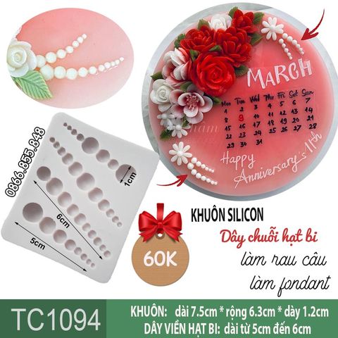 Khuôn silicon 4 dây viền hạt chuỗi tròn 5cm - 6cm ( TC1094 )