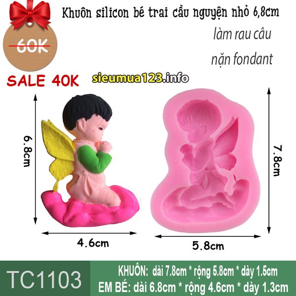 Khuôn silicon bé trai cầu nguyện nhỏ xíu 6,8cm ( TC1103 )