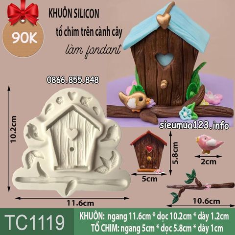 Khuôn silicon làm fondant tổ chim trên cành ( TC1119 )
