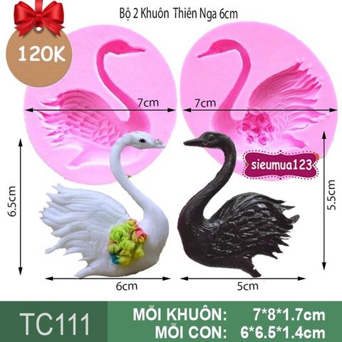 Bộ 2 khuôn silicon làm rau câu con chim Thiên Nga 6cm ( TC111 )