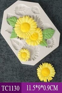 Khuôn rau câu silicon hoa hướng dương kèm lá mỏng ( TC1130 )