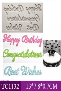 Khuôn Silicon Câu Chúc Happy Birthday, Best whishes, Congratulations ( TC1132 )