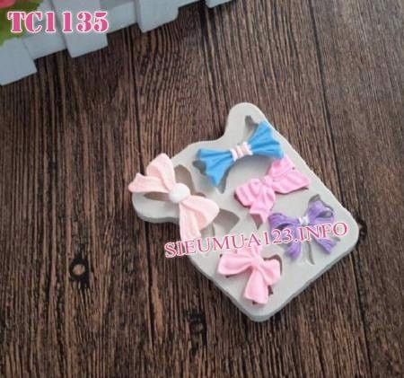 Khuôn silicon 5 cái nơ lớn nhỏ xám ( TC1135 )