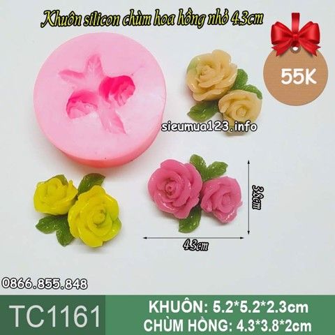 Khuôn rau câu silicon chùm hoa hồng nhỏ 4,3cm ( TC1161 )