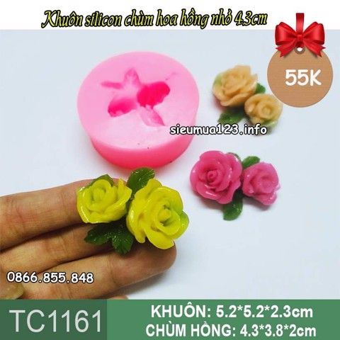 Khuôn rau câu silicon chùm hoa hồng nhỏ 4,3cm ( TC1161 )