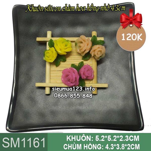 Khuôn rau câu silicon chùm hoa hồng nhỏ 4,3cm ( TC1161 )