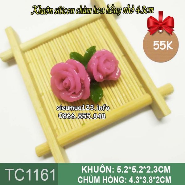 Khuôn rau câu silicon chùm hoa hồng nhỏ 4,3cm ( TC1161 )