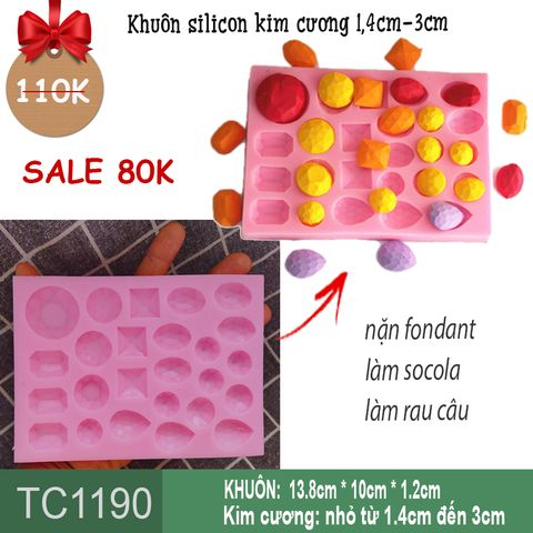 Khuôn silicon kim cương đá quý 1,4cm-3cm ( TC1190 )