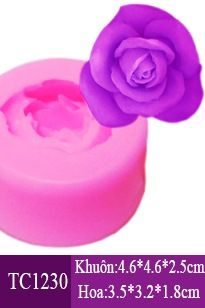 Khuôn rau câu silicon búp hoa hồng xòe nhỏ 3,5cm ( TC1230 )