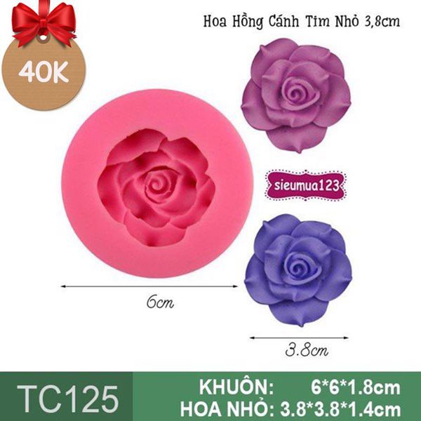 Khuôn silicon làm rau câu Hoa Hồng Cánh Tim Nhỏ 3,8cm ( TC125 )