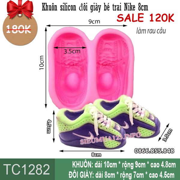 Khuôn silicon đôi giày bé trai cột dây Nike 8cm ( TC1282 )