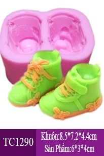 Khuôn silicon đôi giày cột dây hoa bướm 6cm ( TC1290 )