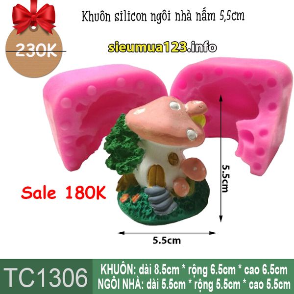 Khuôn Silicon Ngôi nhà nấm 5,5cm ( TC1306 )