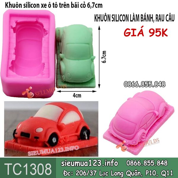 Khuôn silicon xe hơi xe ô tô trên bãi cỏ 6,7cm ( TC1308 )