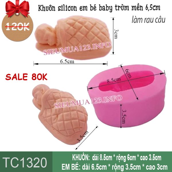 Khuôn silicon em bé baby trùm mền 6,5cm ( TC1320 )