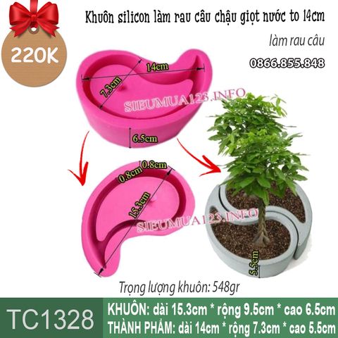 Khuôn silicon làm rau câu chậu giọt nước to 14cm ( TC1328 ) 548gr CÒN 3 CÁI