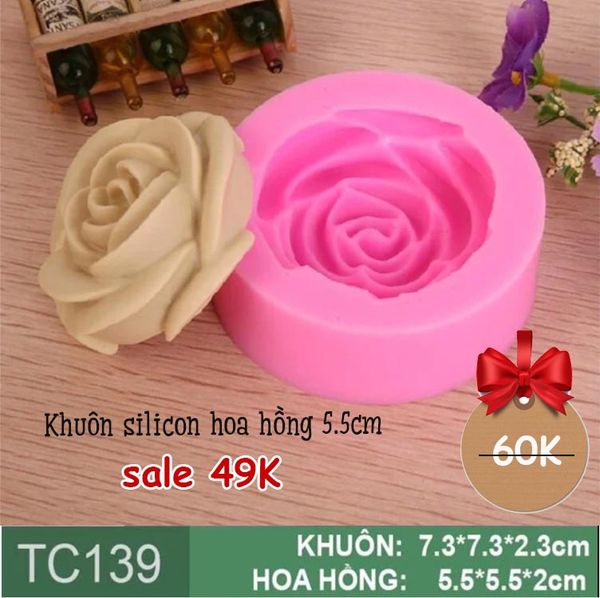 Khuôn rau câu hoa hồng nhụy cúp chữ C 5.5cm ( TC139 )