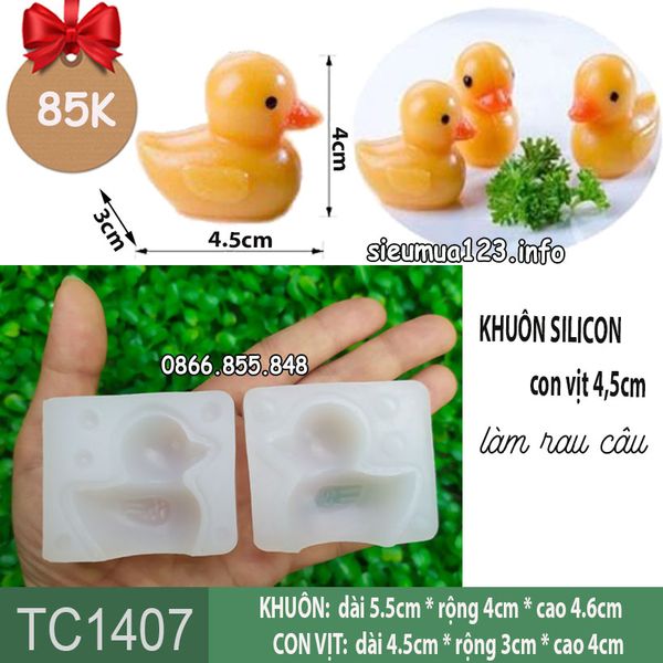 Khuôn silicon con vịt mini cao 4cm ( TC1407 )