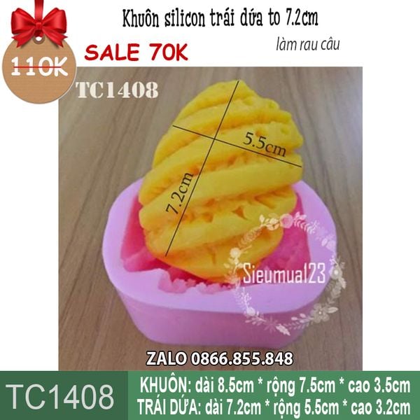 Khuôn silicon trái thơm trái dứa 7,2cm ( TC1408 ) CÒN NHIỀU