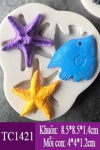 Khuôn rau câu silicon 4d : Khuôn sao biển con cá ( TC1421 )