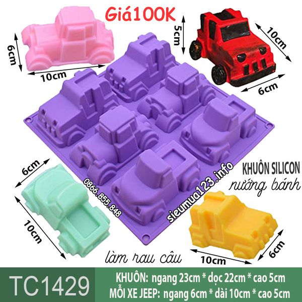 Khuôn silicon làm rau câu 6 xe ô tô xe hơi jeep car 10cm ( TC1429 )