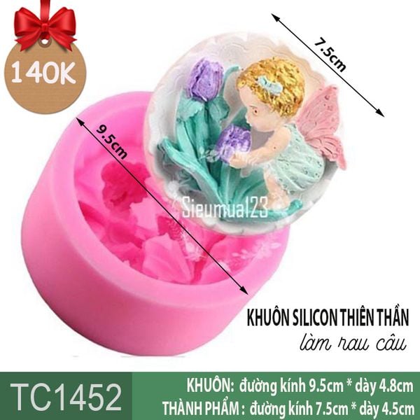 Khuôn silicon em bé gái baby thiên thần ngắm hoa tulip 7,5cm ( TC1452 )