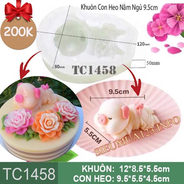 Khuôn silicn làm rau câu Con Heo Nằm Ngủ 9,5cm ( TC1458 ) 345gr