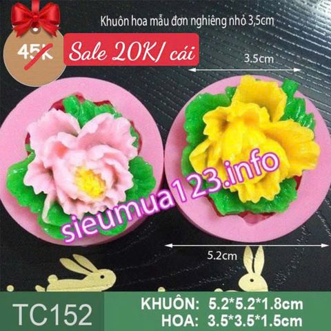 Khuôn silicon hoa mẫu đơn nằm nghiêng nhỏ 3,5cm ( TC152 )
