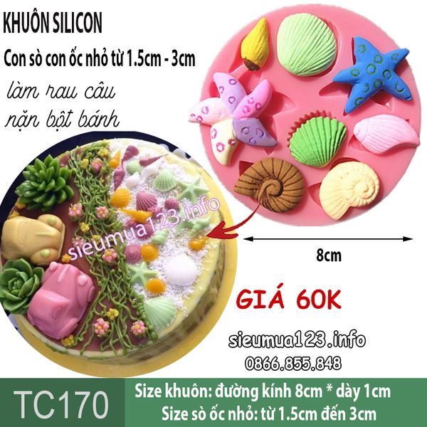 Khuôn silicon hải sản : con sò con ốc nhỏ ( TC170 )