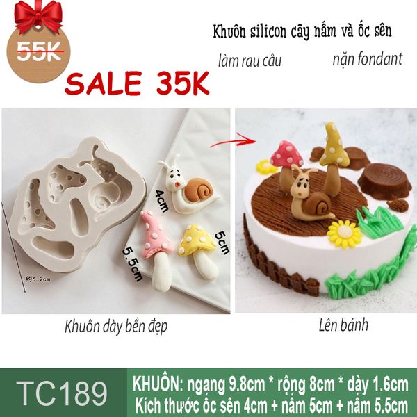 Khuôn silicon cây nấm và ốc sên ( TC189 )