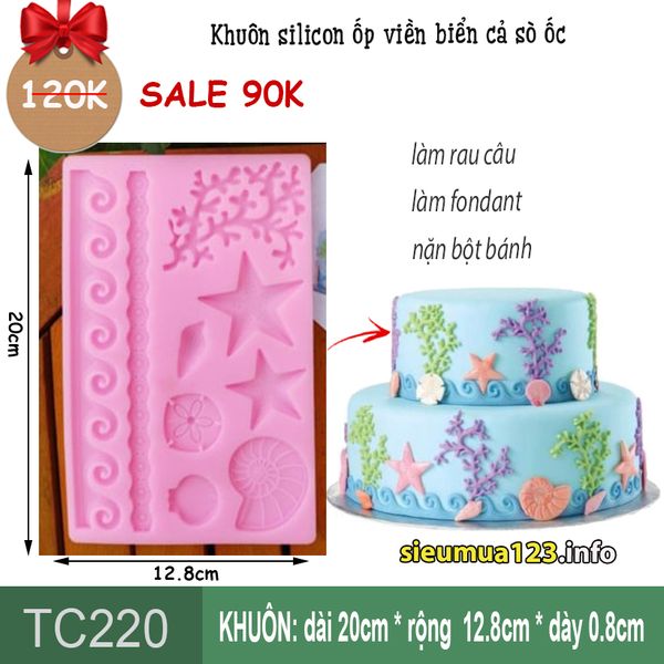 Khuôn Silicon Ốp Viền thành biển sò ốc ngôi sao rong biển gợn sóng 20cm ( TC220 )