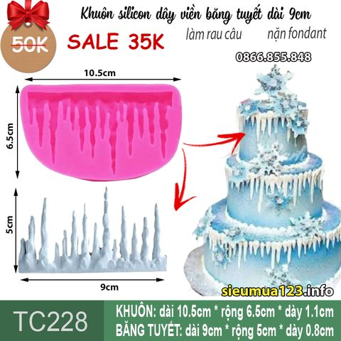 Khuôn silicon dây viền băng tuyết dài 9cm ( TC228 )