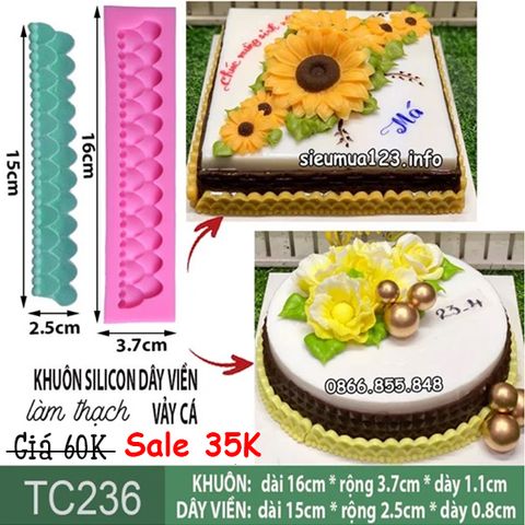 Khuôn silicon dây viền vảy cá 15cm ( TC236 ) khuôn hồng