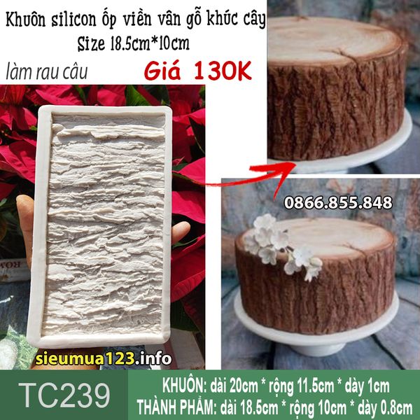 Khuôn silicon Ốp viền vân gỗ khúc cây 18.5cm*10cm ( TC239 )