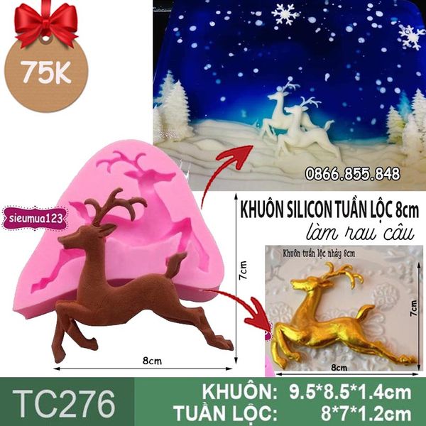 Khuôn silicon con tuần lộc nhảy 8cm ( TC276 )