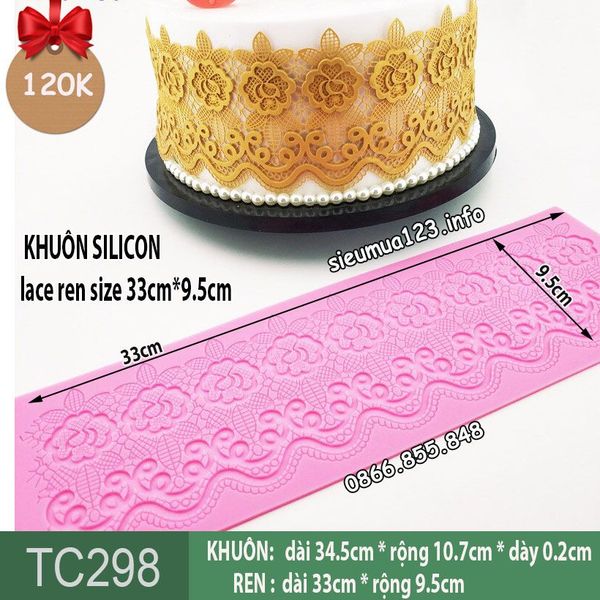 Khuôn silicon lace ren Hoa Lá Xoắn C Size 33cm*9.5cm ( TC298 )