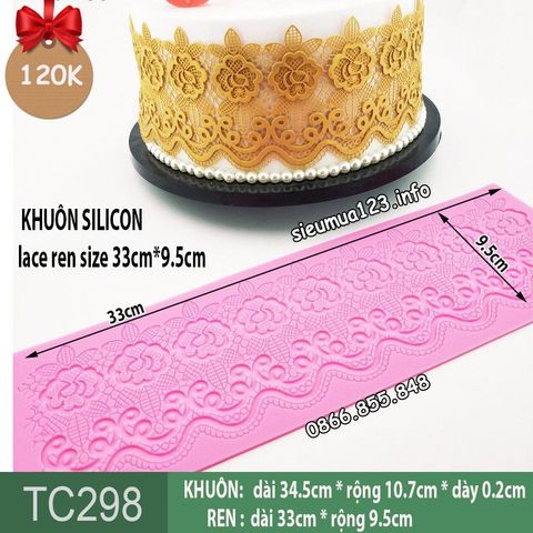 Khuôn silicon lace ren Hoa Lá Xoắn C Size 33cm*9.5cm ( TC298 )