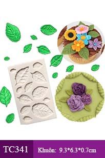 Khuôn silicon fondant 12 lá hồng mỏng ( TC341 )