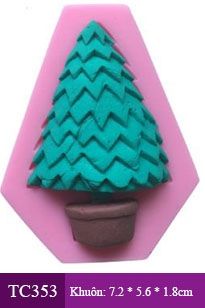 Khuôn silicon cây thông chậu nhỏ 6cm ( TC353 )